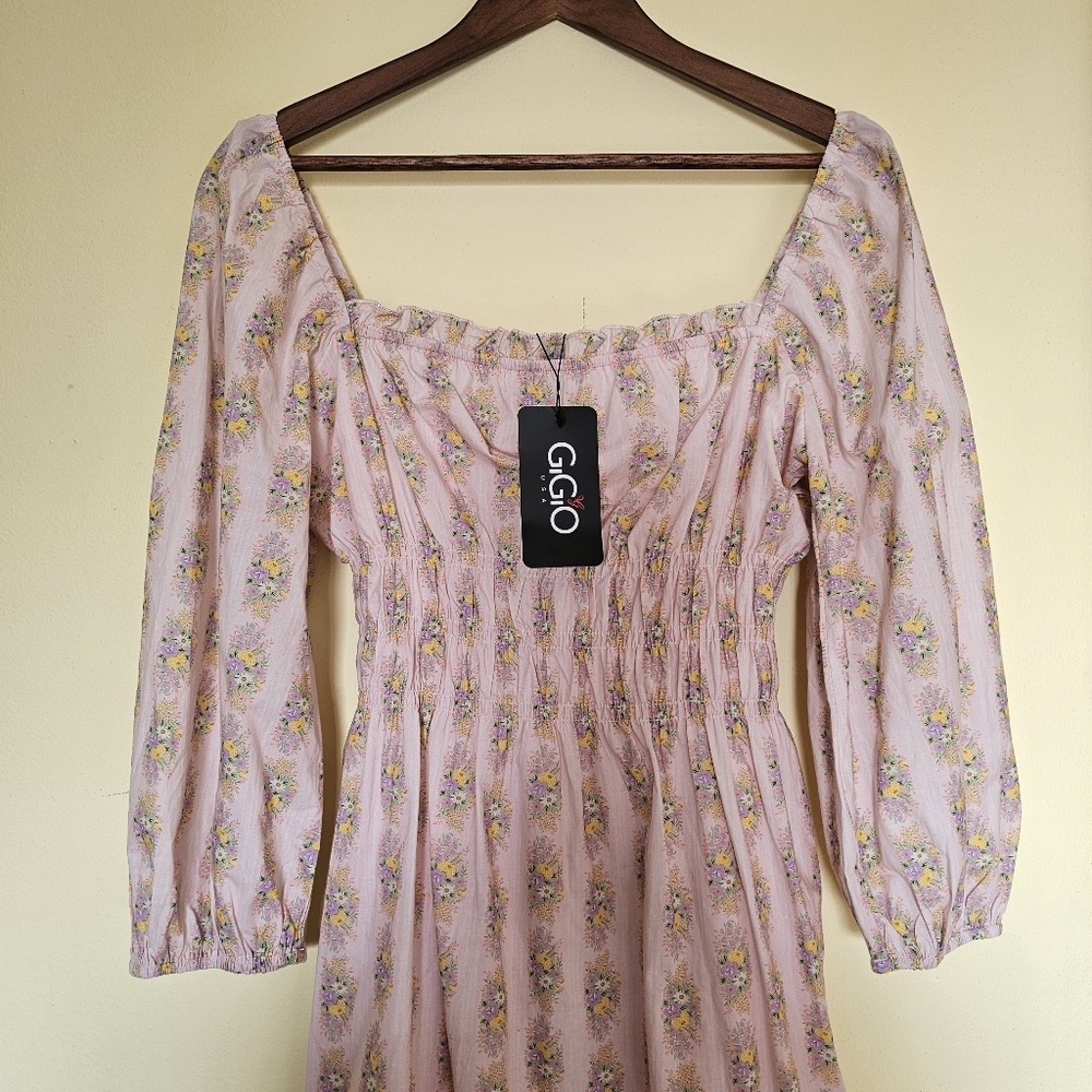 Gigio Women's Pink Floral Dress Size‎ Large Brand New with Tags